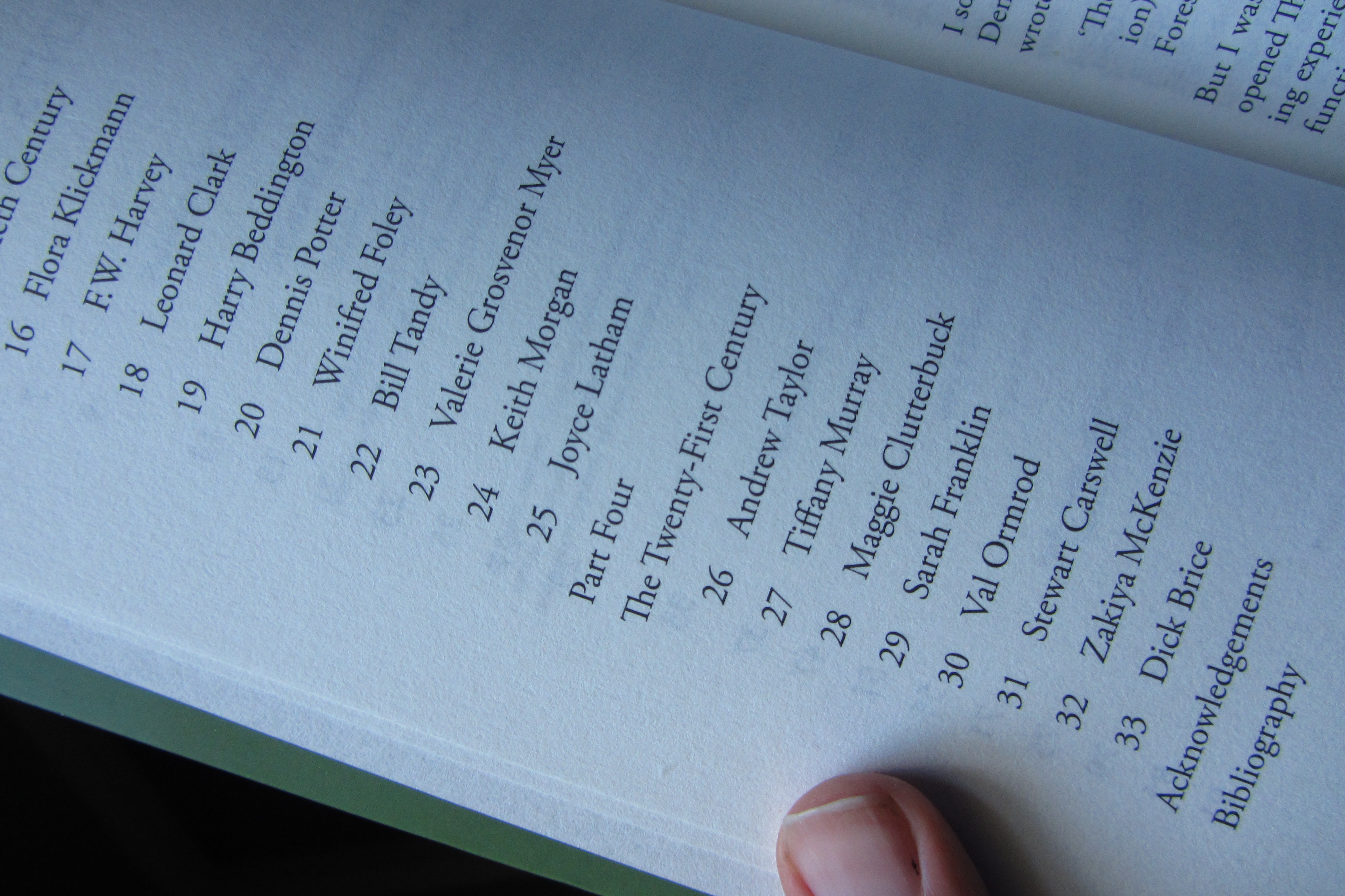 Reading the Forest anthology contents page