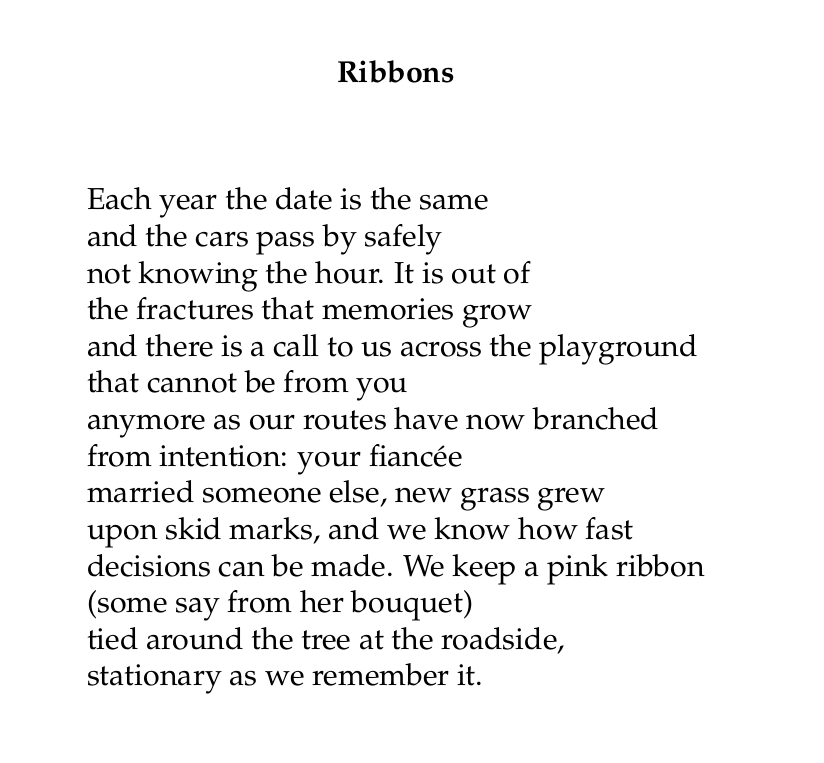 First draft of Knots and branches, with working title Ribbons